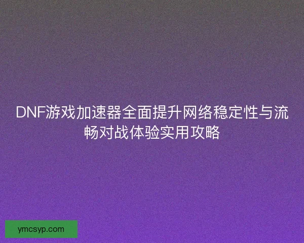 DNF游戏加速器全面提升网络稳定性与流畅对战体验实用攻略